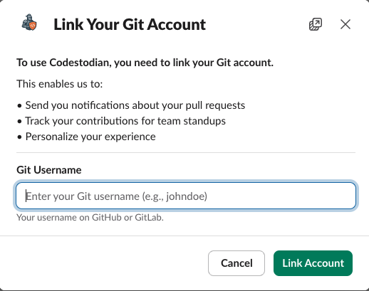 Link Git Account Modal